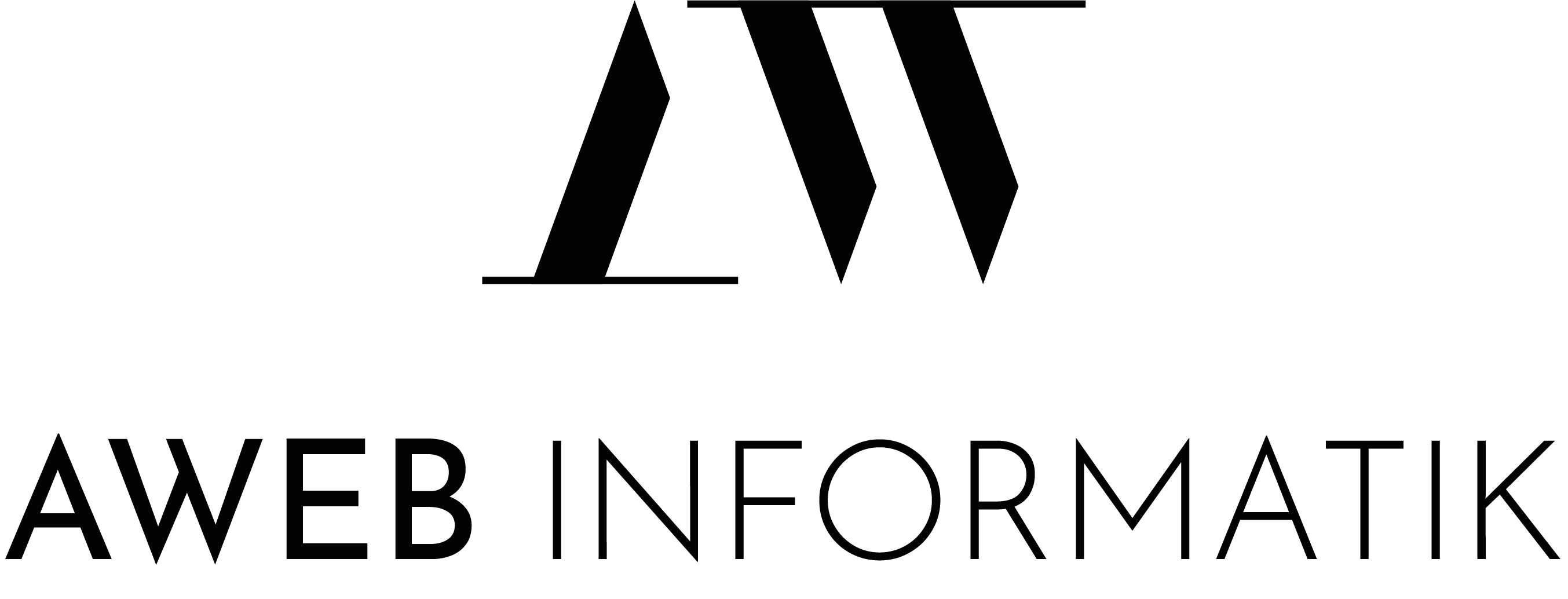 Logo von AWeb Informatik, bestehend aus stilisierten Buchstaben 'AW' über dem Schriftzug 'AWeb Informatik'.